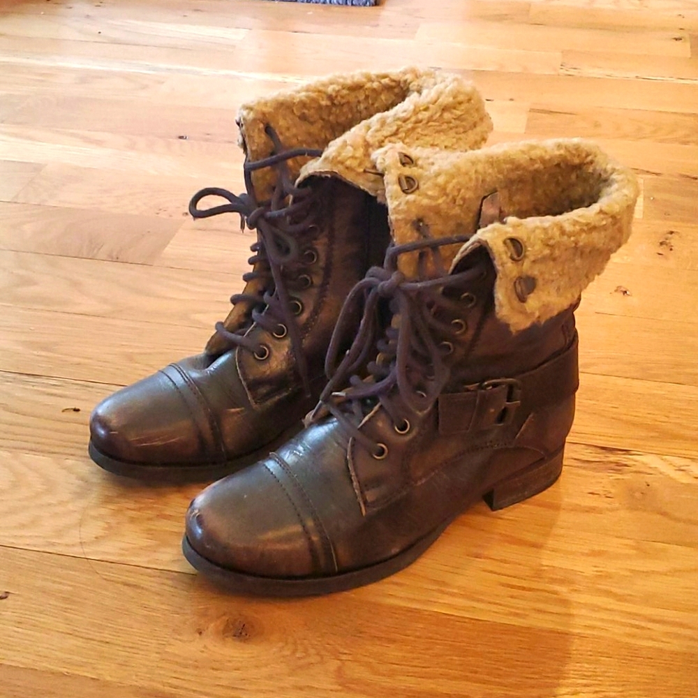Diba brown antique lace up boots